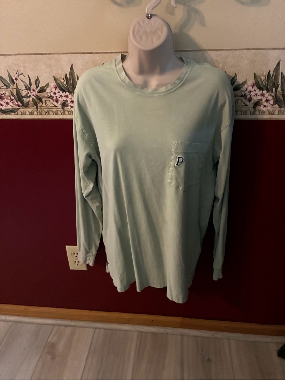 PINK Victoria's Secret Mint Green Long-Sleeve Pocket Tee